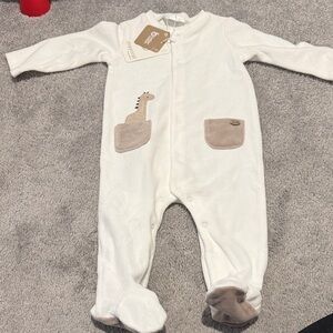 Mayoral White and Tan Footed One Piece